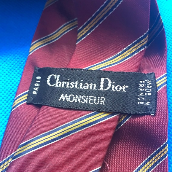 Vintage Christian Dior Monsieur Stripes Print Silk Tie - Picture 3 of 6